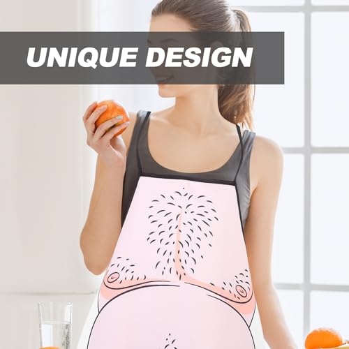 Luxshiny Funny Cooking Apron for Men Wacky Belly Man Print Bbq Grilling Apron Sleeveless Twill Fabric Machine Washable Kitchen for Cooking and Outdoor Barbecue - Image 3