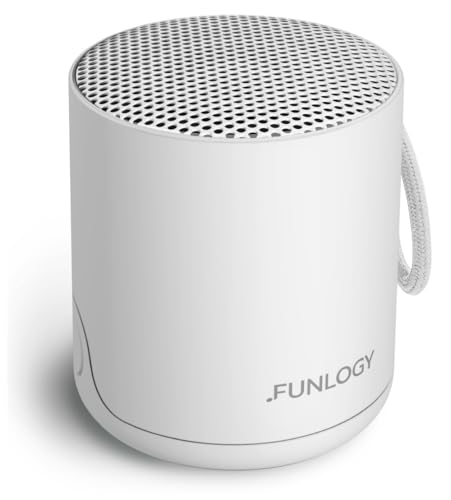Image of FUNLOGY Portable Mini2 Bluetooth Speaker, Wireless Portable Speaker with Deep Bass, IPX7 Waterproof, TWS Stereo Pairing, Built-in Mic, Small Speaker for Shower, Outdoor, Travel, White