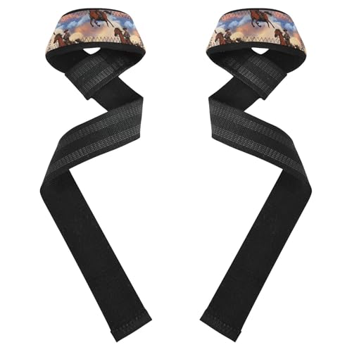 STAYTOP Cowboy Rides A Horse Across The Desert Wrist Straps for Weightlifting,Lifting Straps with Neoprene Cushioned Wrist Padded and Anti-Skid Silicone for Strength Training,Bodybuilding,Deadlifting