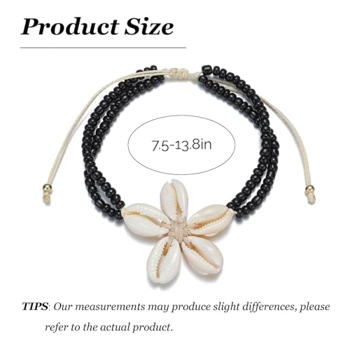 Image of Shell Anklets for Women Shell Beach Jewelry Accessories White Pink Black Flower Ankle Bracelet Summer Vacation Dress Outfits