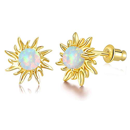 Cinily Opal Earrings Sunflower Stud Earrings For Women Girls Ladies Flower Jewelry 18K Yellow Gold Plated Sun Opal Jewelry Gift #TOP23