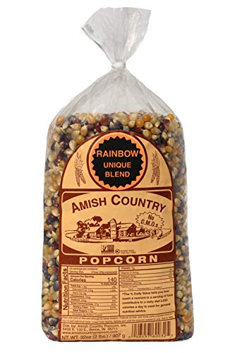 Amish Country Popcorn | 2 lb Bag | Rainbow Popcorn Kernels | Old Fashioned with Recipe Guide (Rainbow - 2 lb Bag)