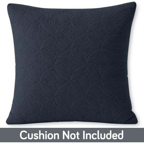 Image of HOKIPO 100% Leakproof Quilted Cushion Cover for Sofa 22x22 Inches, Set of 2, Navy Blue (AR-6281-NBL*2)