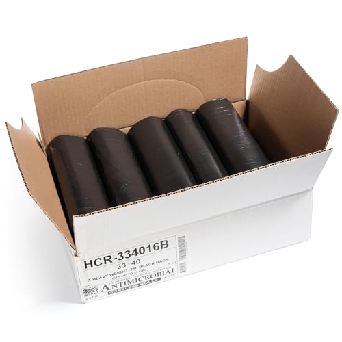 Image of Aluf Plastics 33 Gal Black Trash Bags, 16 Micron (EQ.), 33 inch x 40 inch