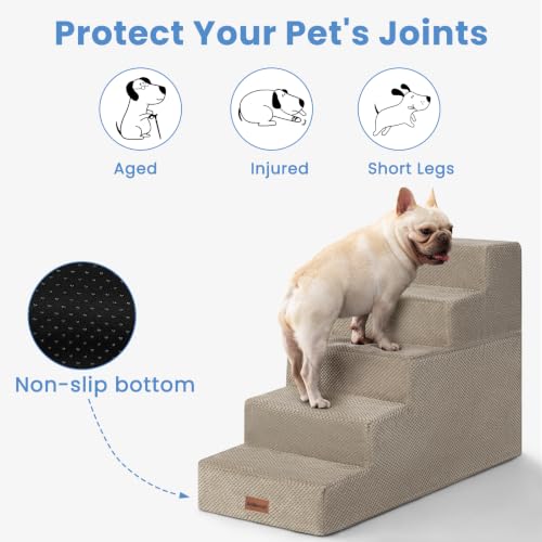 Image of Aodisman Dog Stairs for High Beds 22.6 inch H, 5-Step Pet Steps for Small Dogs
