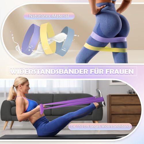 Pilates Set für Zuhause, Pilates Ring und Ball Set mit 12\/30 cm Yoga Circle, Miniball, 3 Fitnessbänders, Trainingsposter & Tragbare Tasche, Pilates Kit für Homeworkout Equipment Frauen, Workout