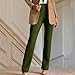 bawilom Women's Straight Wide Leg Dress Pants Stretchy Work Pants Business Casual Slacks Side Zipper Flared Trousers Army Green