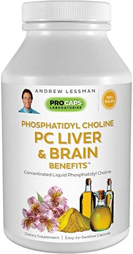 ANDREW LESSMAN PC Liver & Brain Benefits 180 Softgels - Phosphatidyl Choline, Most Important Building Block for Healthy Liver and Brain Structure and Function. No Additives. Easy to Swallow Softgels