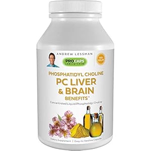 Andrew Lessman PC Liver & Brain Benefits 180 Softgels – Phosphatidyl Choline, Most Important Building Block for Healthy Liver and Brain Structure and Function. No Additives. Easy to Swallow Softgels
