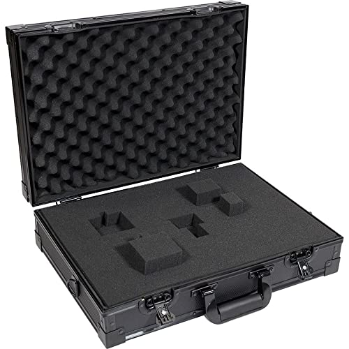 Flight Case Noir pour Contrôleur DJ Walkasse Flight Control Foam S FLX4 Black, Mousse Pick n Pluck, Profilés en Aluminium, Serrures Papillon, Poignée. Dim : 507 x 357 x 142 mm