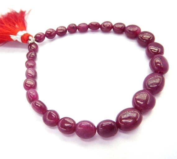 LKBEADS Rubin szafir korrundum kamień szlachetny gładkie owalne koraliki 20 cm długi sznur owalne koraliki, półszlachetne koraliki, koraliki kamienne, owalny koralik, naturalne koraliki