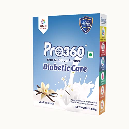 Image of Pro360 Diabetic Care Protein Powder for Diabetes - Food Supplement for Diabetic Patients - Helps in Managing Blood Sugar Levels - Zero Added Sugar - 200g Refill pack (Vanilla)