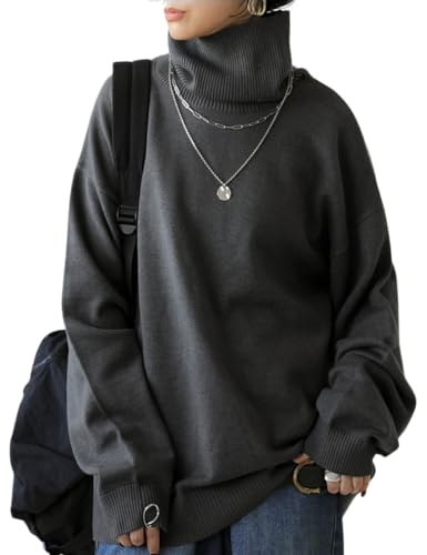 [antiqua] [アンティカ] タートルネック 長袖 ニット ZA-00221 レディース Plus(L-XXL相当) 16 ダークグレーのサムネイル