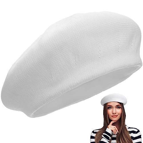 Spring Summer Beret All-Match Sun Protection Hat Fashion Painter Hat For Adults (White) #TOP1