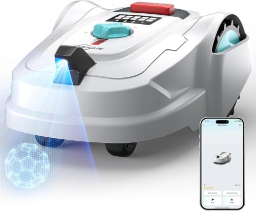 YARDCARE M800Plus Robot Cortacésped sin Cable Perimetral, Posicionamiento GPS + 3D Visión, Robot Cortacésped sin Cables, Modo de Corte en U,800 m², Carga Automática, App, Detección de 150 Obstáculos