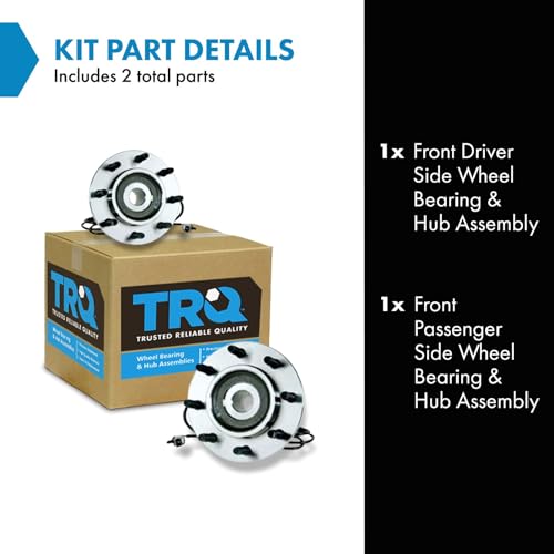 Image of TRQ Front Left and Right Wheel Bearing and Hub Assembly Set 2 Piece Compatible with 00-01 Dodge Ram 2500 4WD with 4 Wheel ABS Brakes 00-02 3500 2002
