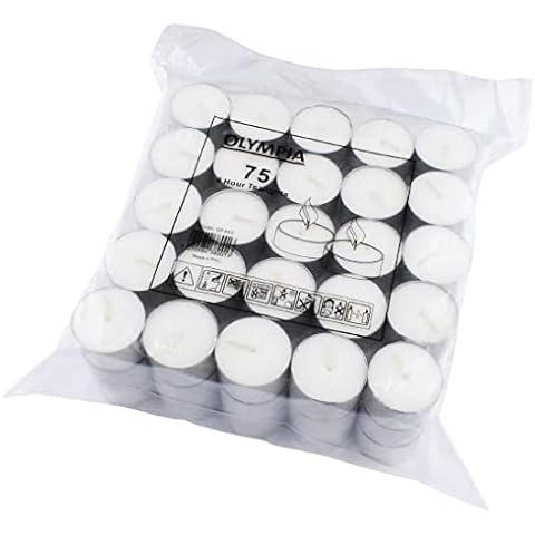 Olympia 8 Hour Tealights White Wax Candles Pack Cover