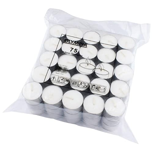 Olympia Tealights White Wax Candles Pack of 75