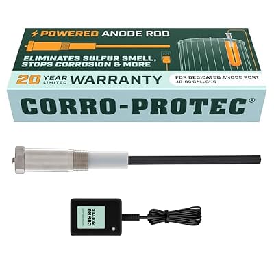 Corro-Protec Powered Anode Rod for Water Heater, 20-Year Warranty, Eliminates Rotten Egg/Sulfur Smell within 24 hours, Stops Corrosion and Reduces Limescale, Electrical Anode Rod Made of Titanium
