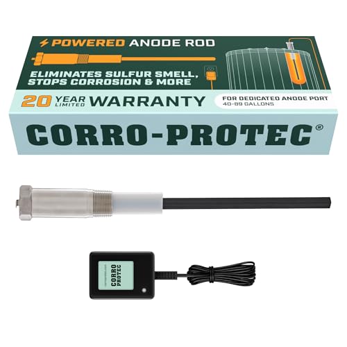 Image of Corro-Protec Powered Anode Rod for Water Heater, 20-Year Warranty, Eliminates Rotten Egg/Sulfur Smell within 24 hours, Stops Corrosion and Reduces Limescale, Electrical Anode Rod Made of Titanium