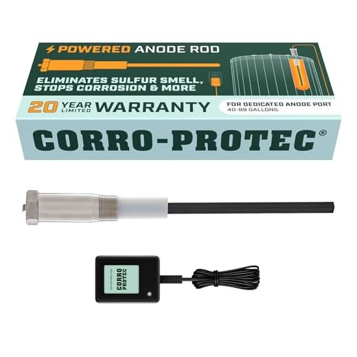 Corro-Protec™ Powered Anode Rod for Water Heater, 20-Year Warranty, Eliminates Rotten Egg/Sulfur Smell within 24 hours, Stops Corrosion and Reduces Limescale, Electrical Anode Rod Made of Titanium