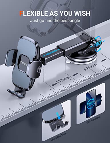 Torras Latest Cell Phone Holder For Car, [Enhanced Suction Cup] Car Phone Holder Mount Dashboard/ Windshield/ Air Vent, Car Phone Mount Fits For Iphone 12 11 Pro Max X Xr, S21 20+Ultra Note 20 #TOP5