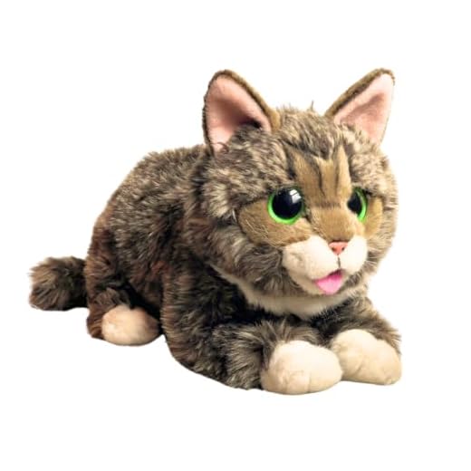 Cuddle Barn Lil BUB Soft Brown Tabby Cat Plush with Big Green Eyes - 18 in