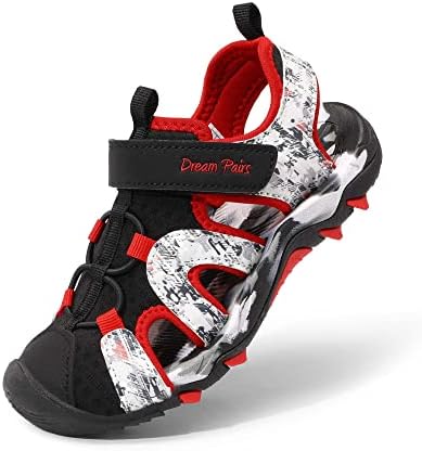 DREAM PAIRS Unisex-Child Summer Outdoor Athletic Sport Sandals SDAS2305K Black/Red - 4 Big Kid
