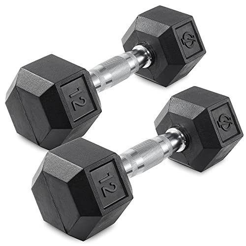 Philosophy Gym Rubber Coated Hex Dumbbell Hand Weights, 12 Lb Pair #TOP18