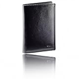 OLIVIA TENDANCES - Grand portefeuille homme / Portefeuille en cuir noir N1559 Carte grise Cadeau homme - Noir, Cuir