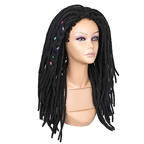 Lady Miranda Dreadlock Wig Long Braided Wig Natural Looking Synthetic Hair Dreadlock Wigs For Black Women And Men (Black) #TOP2