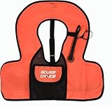 Scuba Choice Kids Snorkel Vest with Front Pocket & Whistle, Orange – Adjustable, Lightweight, Inflatable Vests for Kids Up to 100lbs, Easy Oral Inflator, Removable Strap, Portable Water Safety Gear