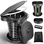 Toilette Portable Camping avec Couvercle, WC Portable avec Sac Poubelle, Toilettes Sèches, Hauteur 34cm, Max:400lb, pour le Camping, les Barbecues, les Voyages, la Pêche, la Plage et L'auto-propulsion