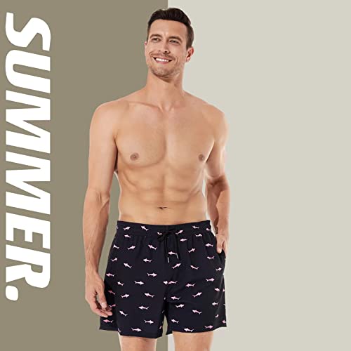 Image of BRISIRA Mens Swim Trunks Swim Shorts Quick Dry 5 inch Inseam Beach Shorts with Compression Liner and Zipper Pocket