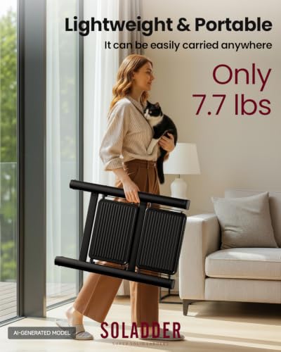 Image of SOLADDER 2 Step Ladder, Folding Step Stool, Lightweight Stepladder, Black