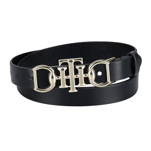Tommy Hilfiger Women's TH Horsebit Statement Buckle Skinny Fashion Leather Belt for Jeans, Trousers and Dresses