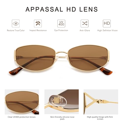 Retro Oval Sunglasses For Women Men Hexagonal Rectangle Metal Frame Sun Glasses AP3625