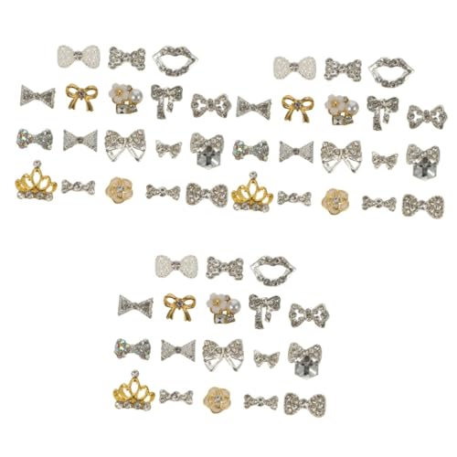 Healeved 3sets DIY Manicure Jewelry 3D Butterfly Bow Nail Studs Red Gems for Nails for Christmas Birthday 18pcs*3 Random Style