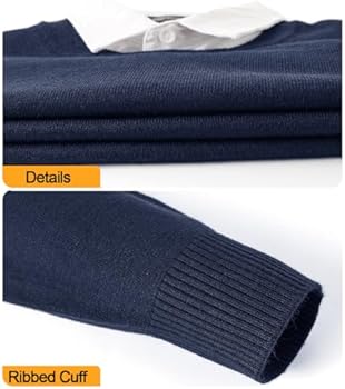 Harbrosrce 2 in 1 gebreide trui met mock-shirtkraag fijngebreide ronde hals wintertrui pulli, grijs, L