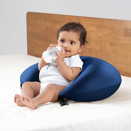 Image of Wakefit Nursing Pillow for Breastfeeding & Baby Care | 5 in 1 Feeding Pillow with Removable Cover | Super Soft & Machine Washable Velvet Cover | Dark Blue