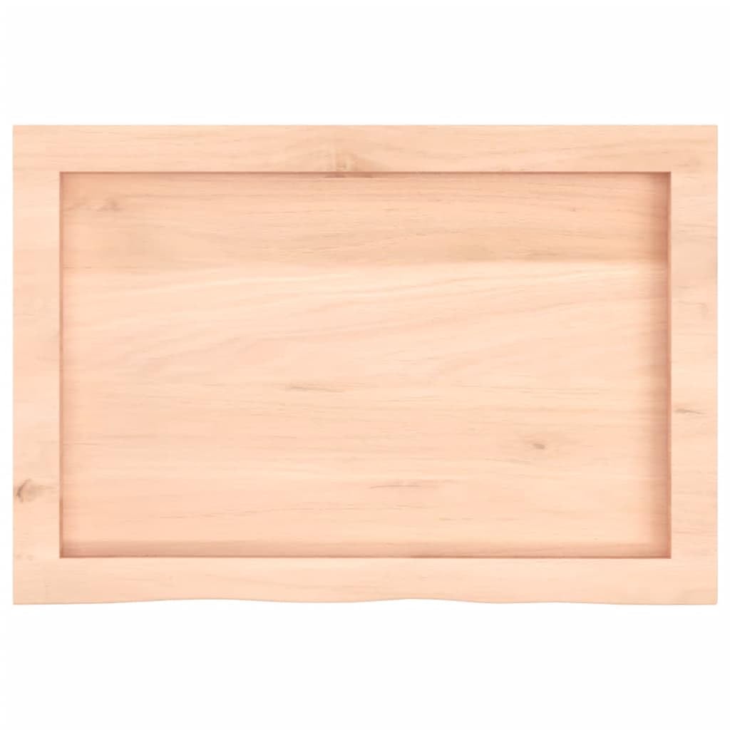 Piano in legno massello di quercia, 60 x 40 x (2-4) cm, non trattato, con bordo naturale, piano di ricambio per scrivania, piano di lavoro, tavolo da pranzo, cucina, bancone da bar, piano per