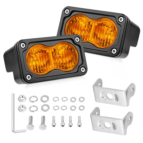 Image of Amber LED Pods, AKD Part 3 Inch Flood CREE LED Fog Lights 40W Small Amber Chase Lights Off Road Driving Ditch Lights Pods 2 Packs for Truck Pickup Motorcycle SUV UTV ATV Dirt Bike Surron