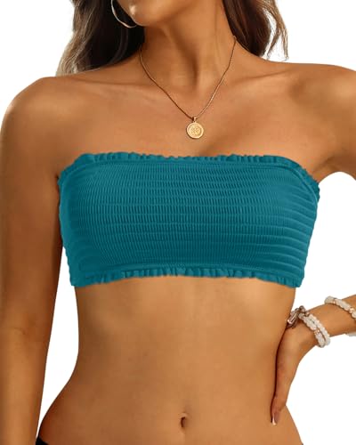 Image of Aqua Eve Women Strapless Bikini Top Only Bandeau Swim Top Tube Top Swimsuit