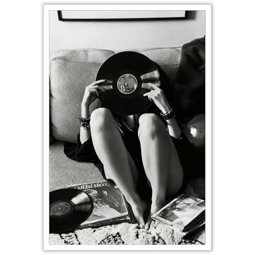 Bizabud Vintage Vinyl Record Poster Black And White Music Canvas