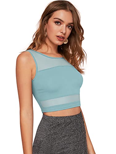 Image of LONDON BELLY Women's Polyester Crop Top with Round Neck Sleeveless Solid Pattern and Crop Length | Womens Crop Tops | Summer Fashion Top Stylish Look