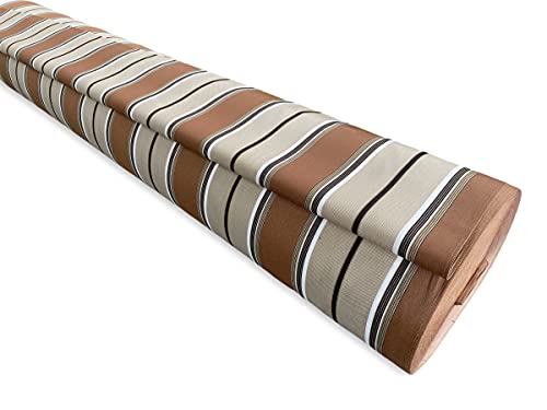 Vertigo - Tela para el sol, para exterior, jardín, balcón, por metro, impermeable e impermeable, altura 150 cm, raya marrón