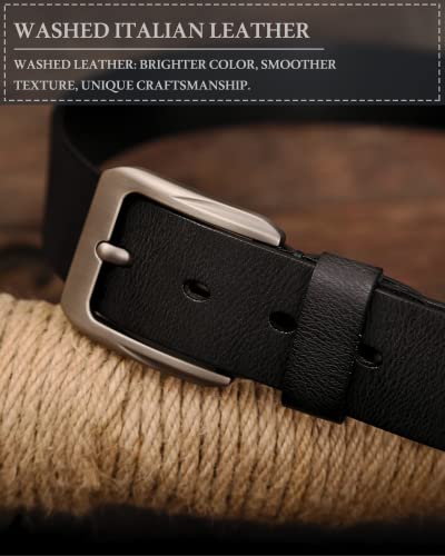 DONWORD Italian Full Grain Leather Belts for Men - Metal Buckle Durable Solid Belts for Jeans4