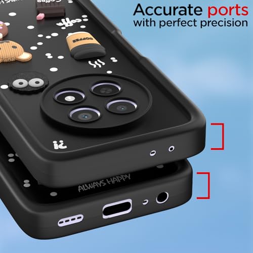 Image of Pikkme Back Cover for Realme Narzo 70x 5G / N65 / Realme 13 /12 / 12X 5G / C65 | Cute Fun Cartoon 3D Bear Silicone Full Body Protection Bumper Cover (Black)