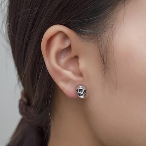Punk Skull Stud Earrings for Women Men Hypoallergenic Stainless Steel Stud Earrings Gothic Skull Earrings Personalized Hip Hop Rock Biker Earrings Christmas Halloween Birthday Party Jewelry2