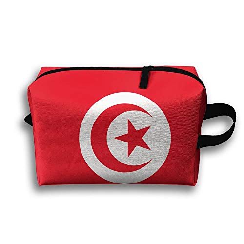 Preisvergleich Produktbild Tunesische Flagge Tragbare Kulturbeutel Kosmetiktasche Wasserdichter Reißverschluss-Aufbewahrungsbeutel